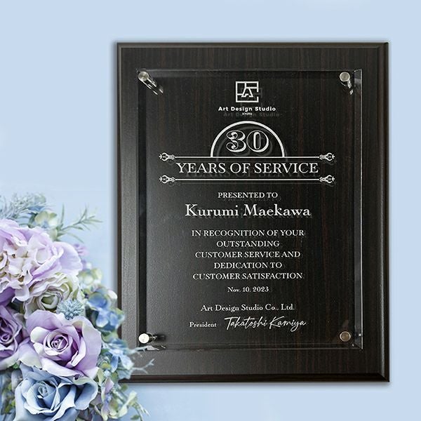 ＭＤＦ表彰楯・記念楯 黒檀＋アクリルプラーク　LLサイズ