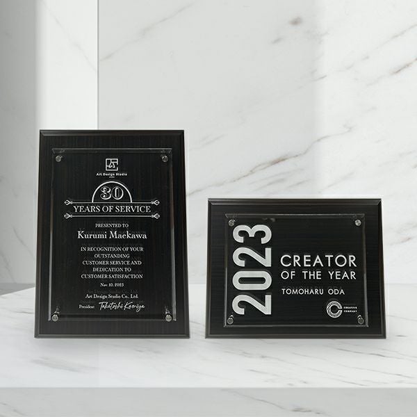 ＭＤＦ表彰楯・記念楯 黒檀＋アクリルプラーク　LLサイズ