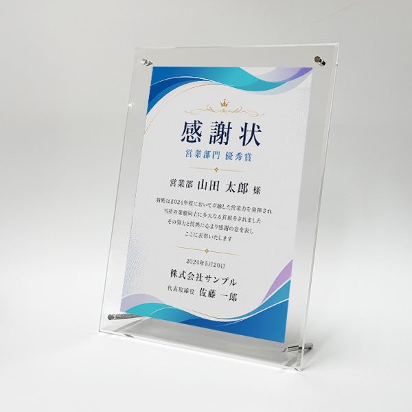 アクリル表彰楯 プレートサイズA4 86-5352acrylicplaque【認定証・店舗