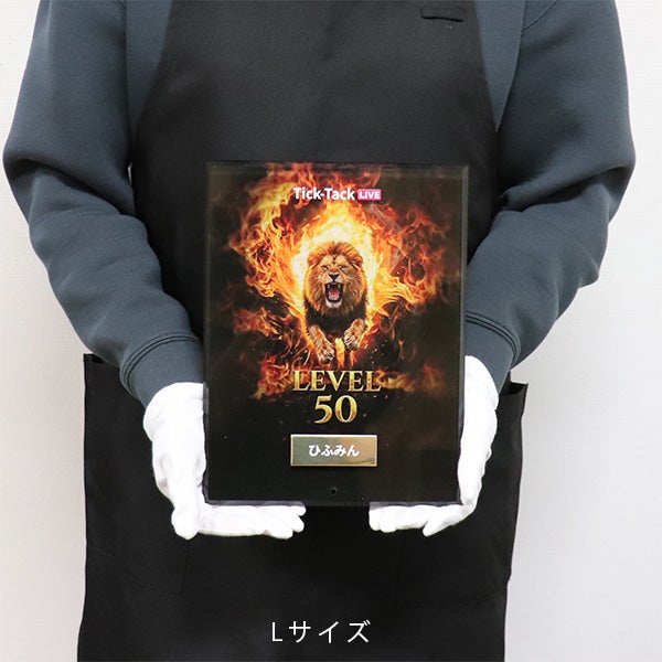 メンレベ50盾 アクリル表彰楯 立体ハート貼付 カラー対応【デザイン料